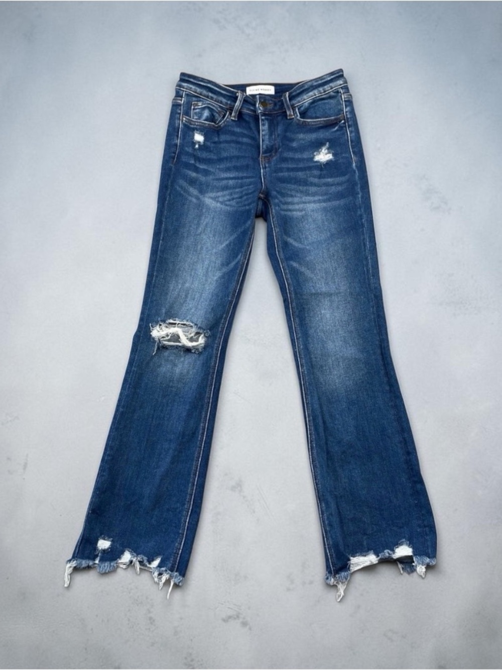 Flying Monkey Blue Shower Mid Rise Ankle Flare
